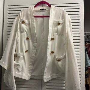 Beulah White Blazer with Gold Accents